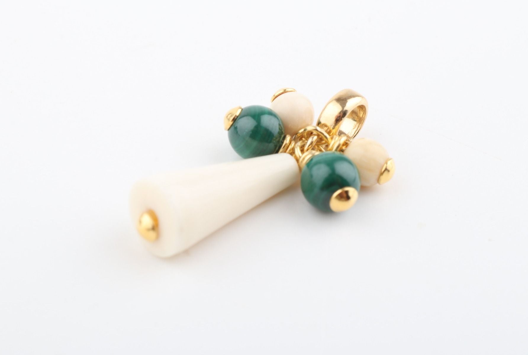 Mammoth Ivory & Malachite Cluster Pendant