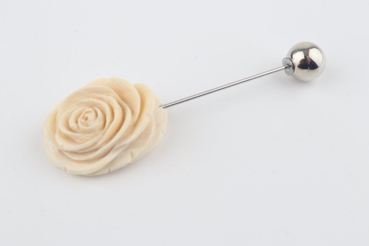 Arctic Rose — Hand-Carved Mammoth Ivory Lapel Pin