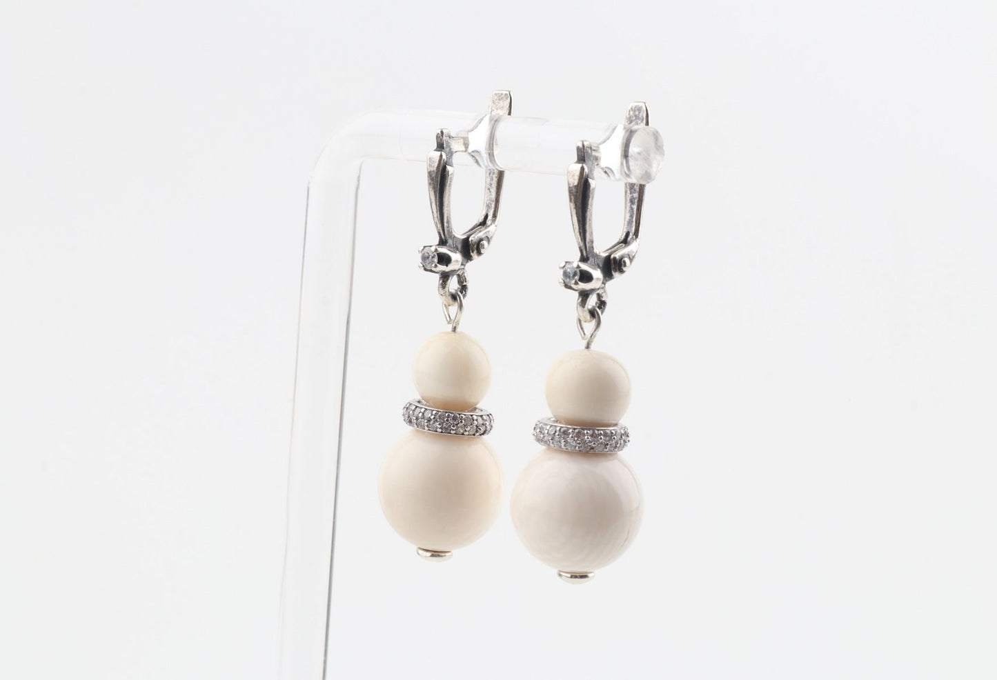 Mammoth Ivory & Sterling Silver Drop Earrings