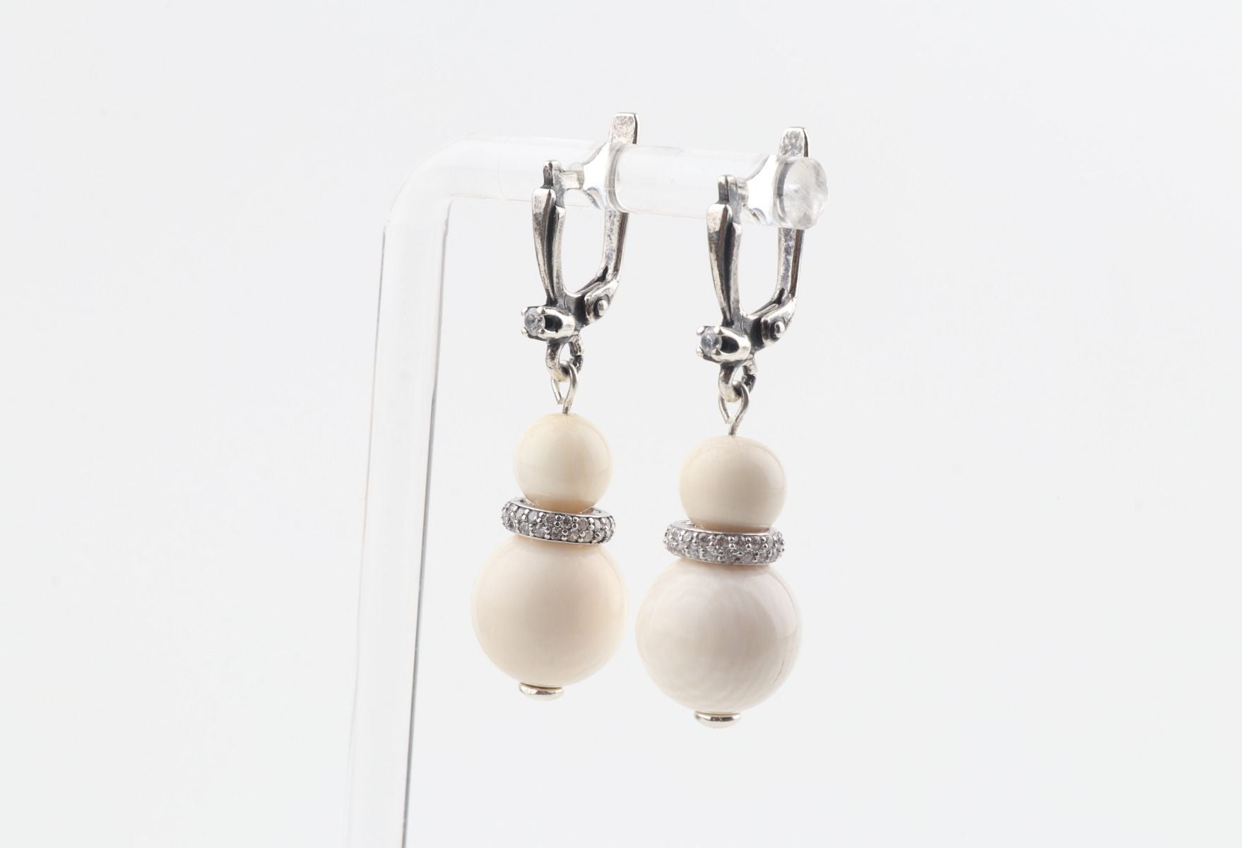 Mammoth Ivory & Sterling Silver Drop Earrings