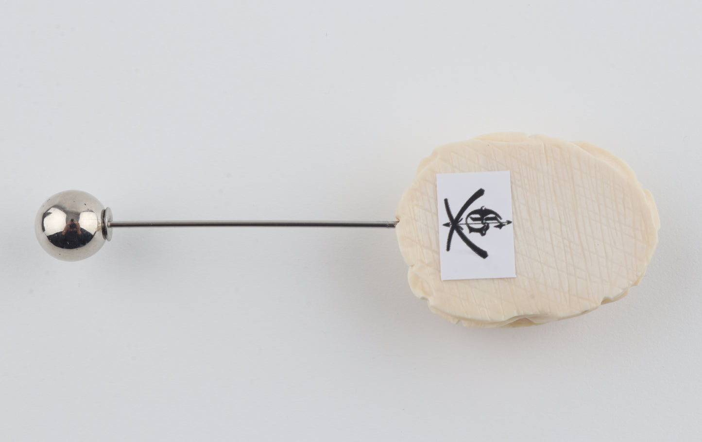 Carved Mammoth Ivory Rose Stick Pin