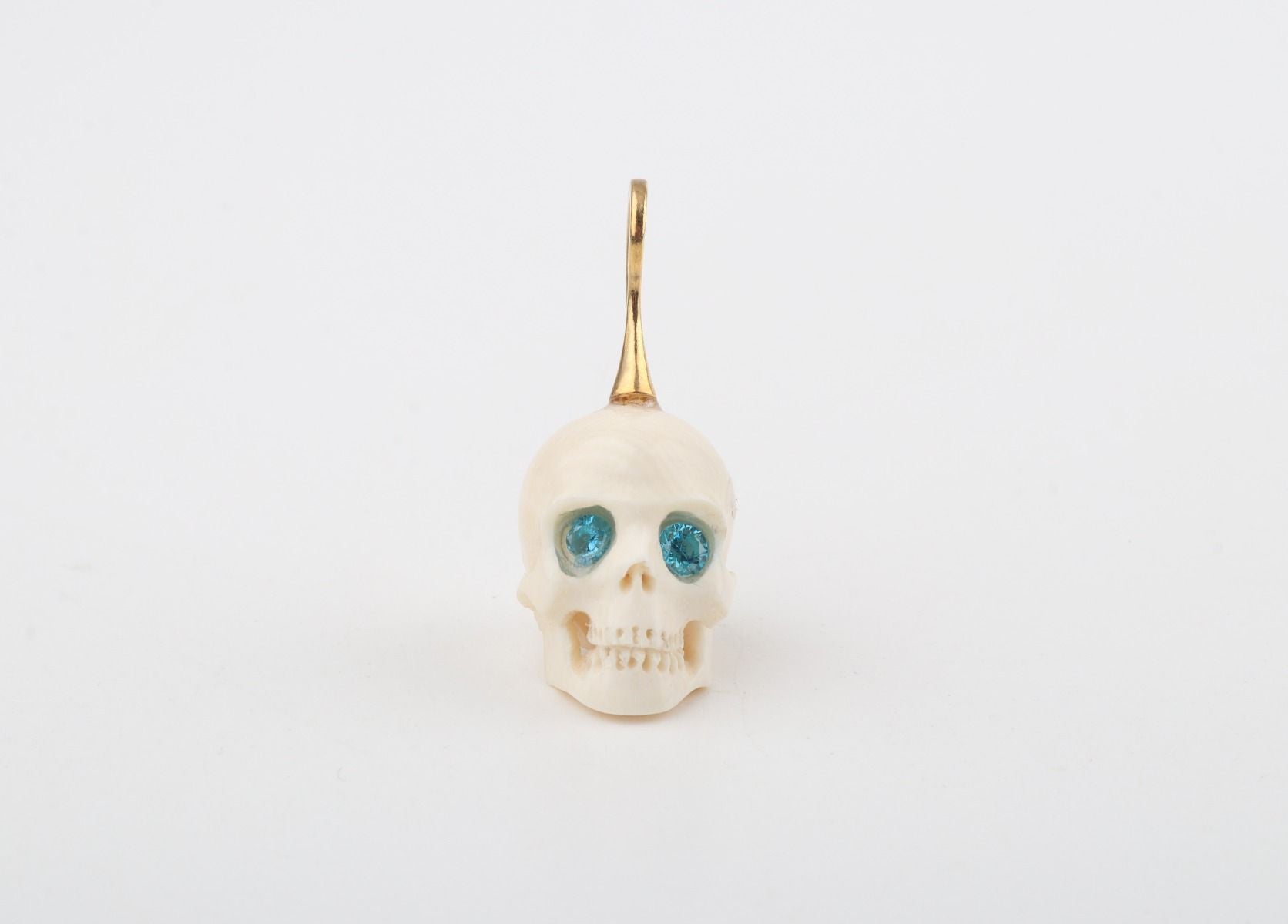 Festive Mammoth Ivory Skull Pendant