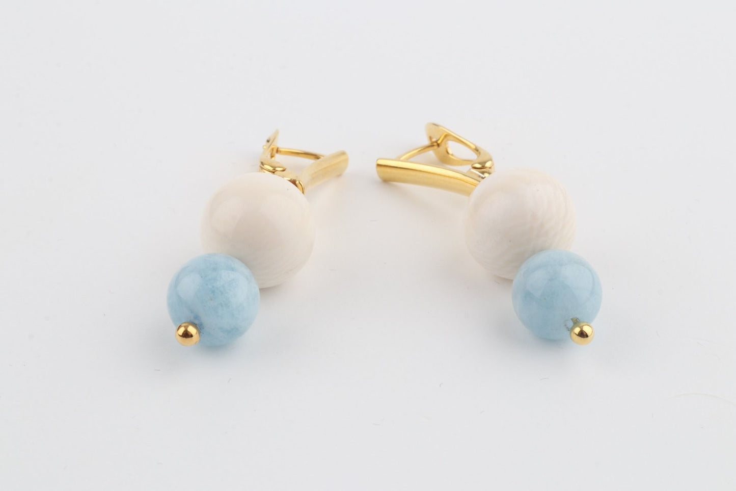 Mammoth Ivory & Aquamarine Drop Earrings