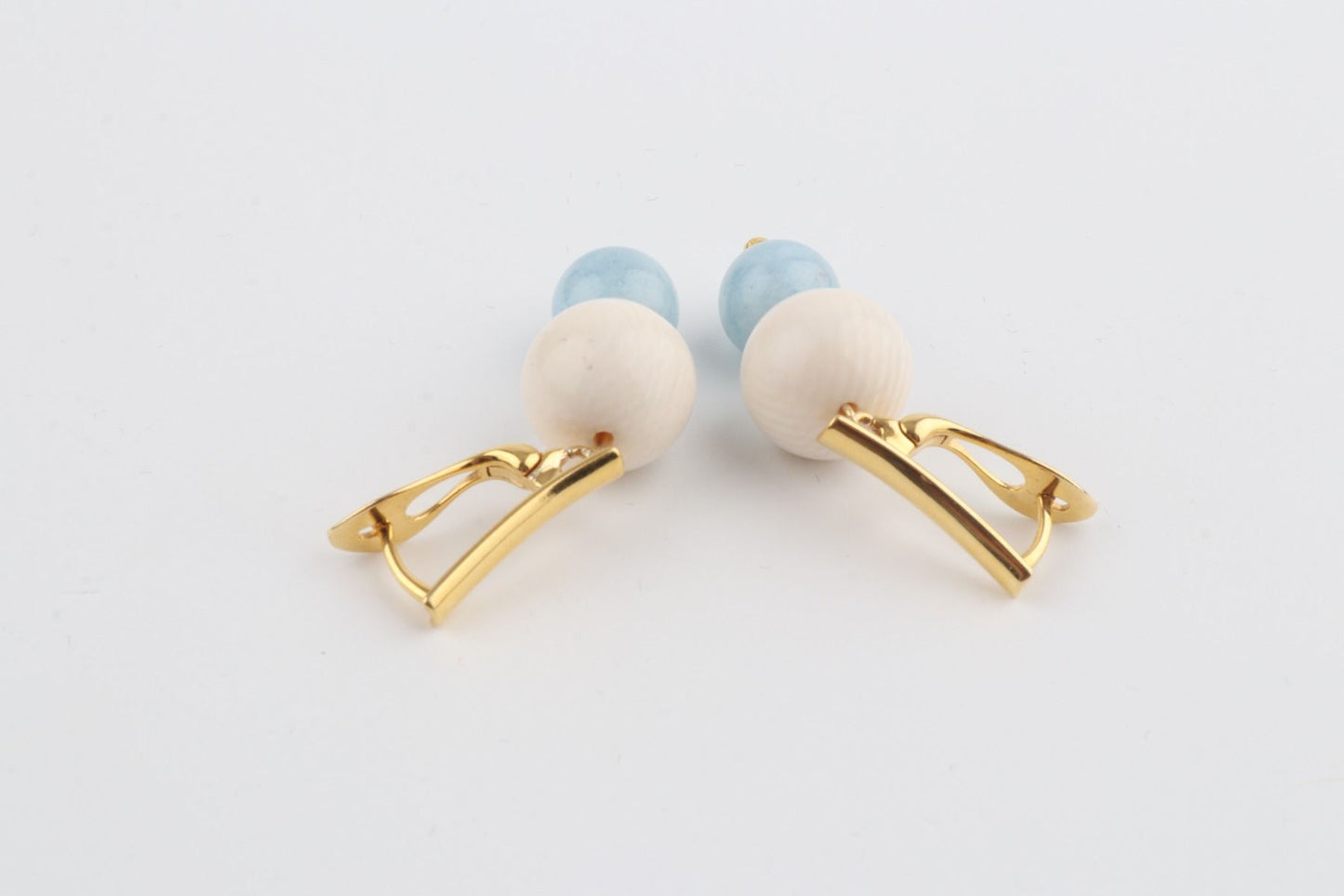 Mammoth Ivory & Aquamarine Drop Earrings