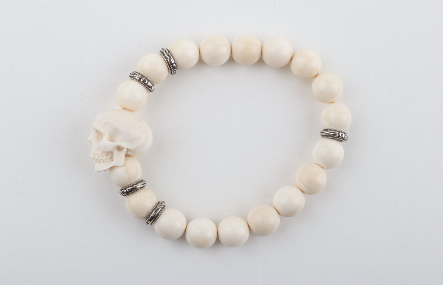 Mammoth Ivory Skull Bead Bracelet