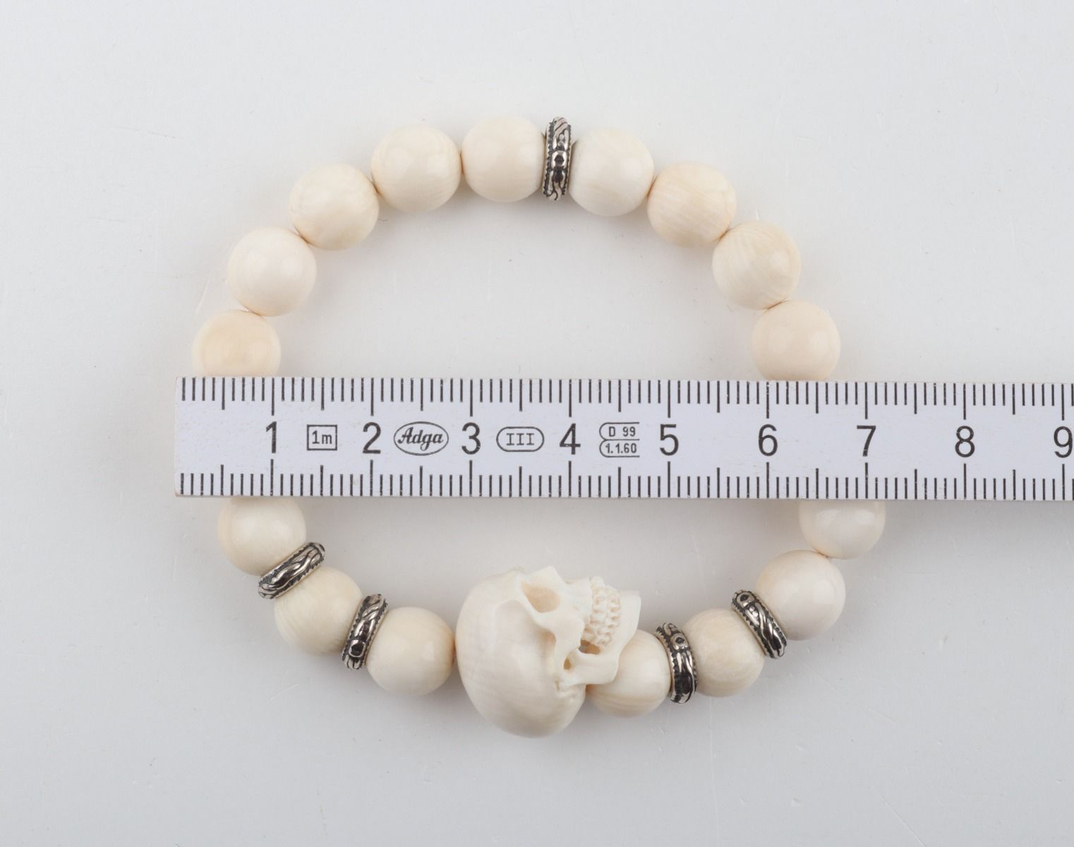 Mammoth Ivory Skull Bead Bracelet