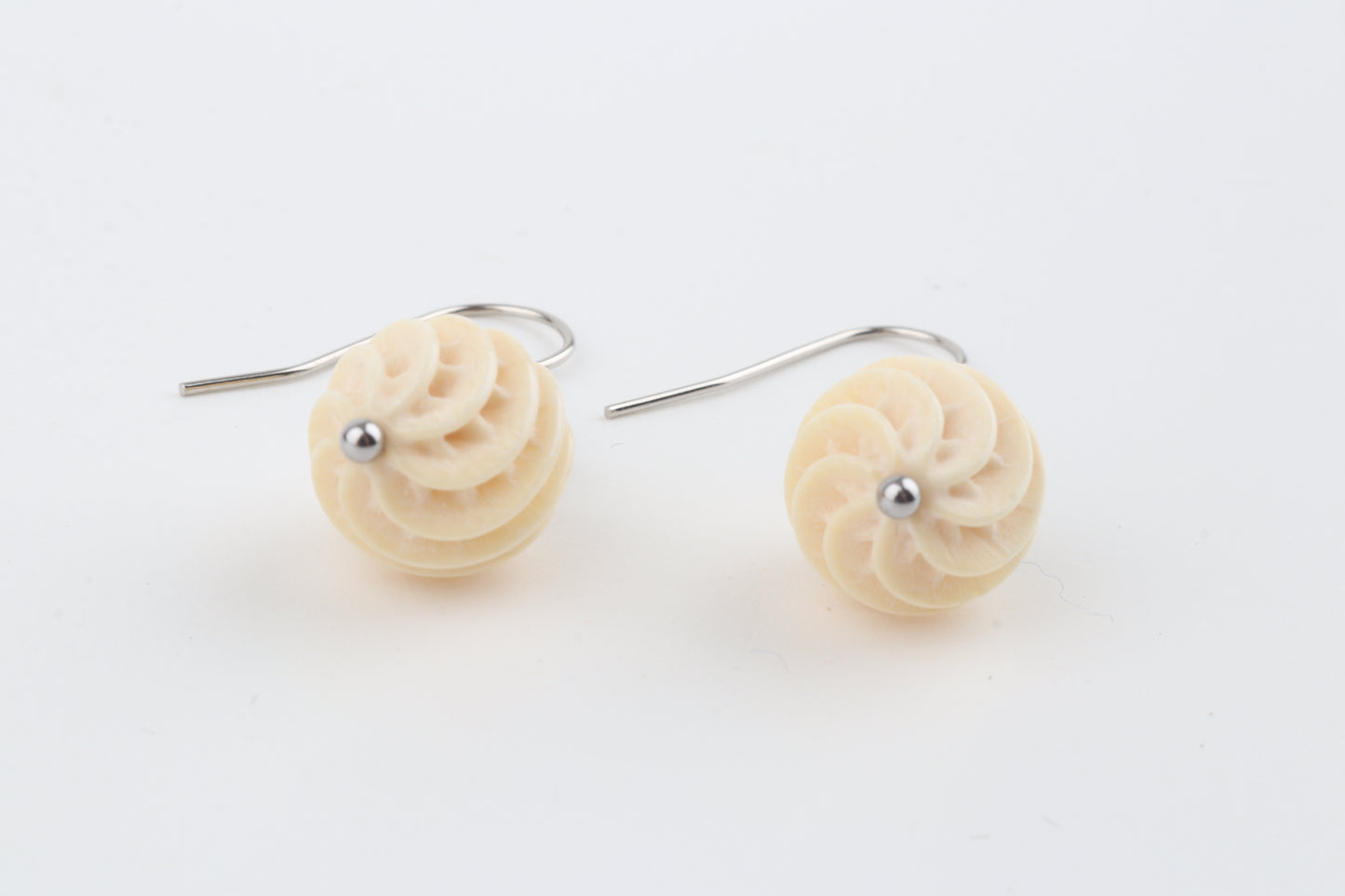 Carved Mammoth Ivory Drop Earrings