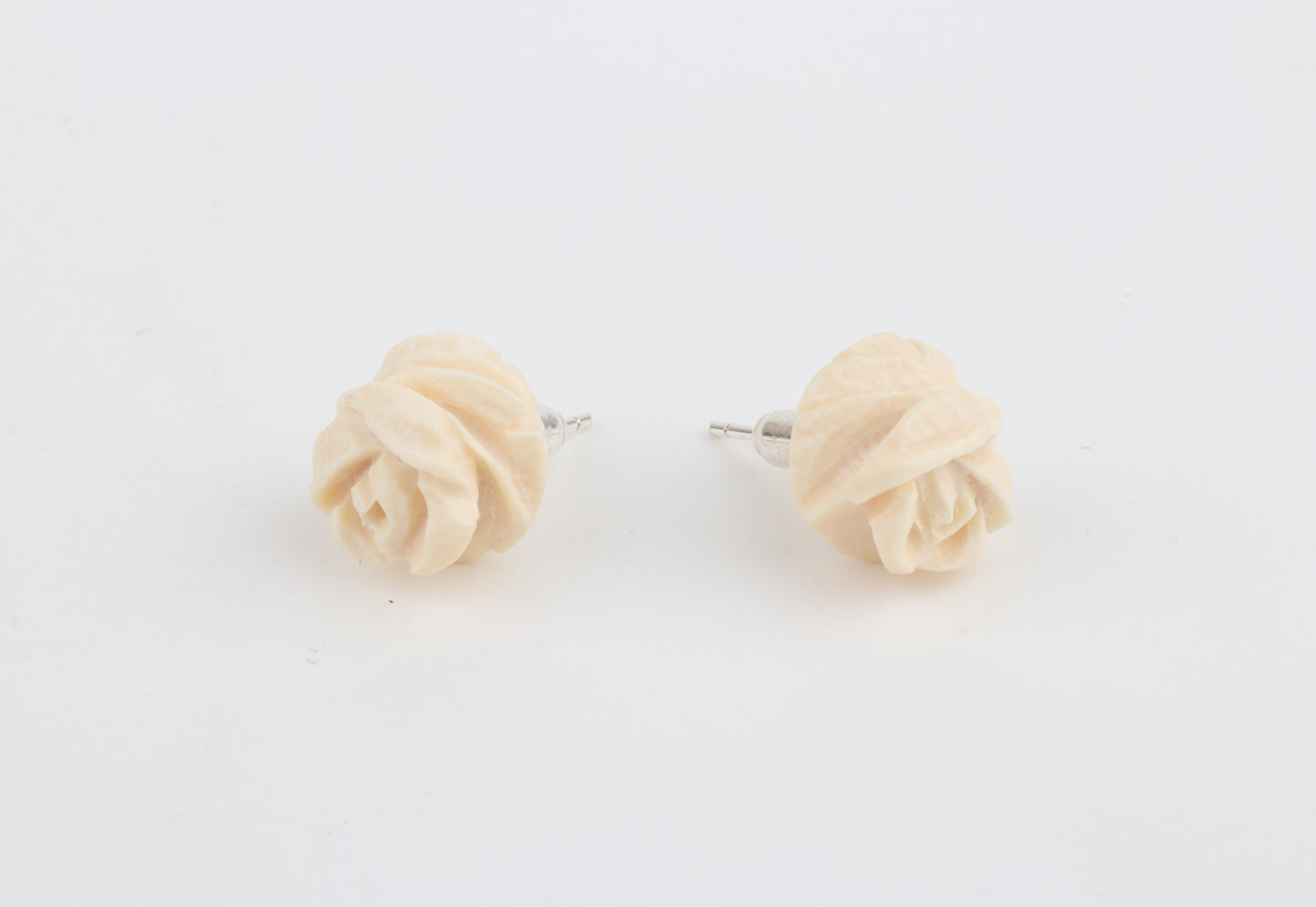 Mammoth Ivory Mini Rose Stud Earrings