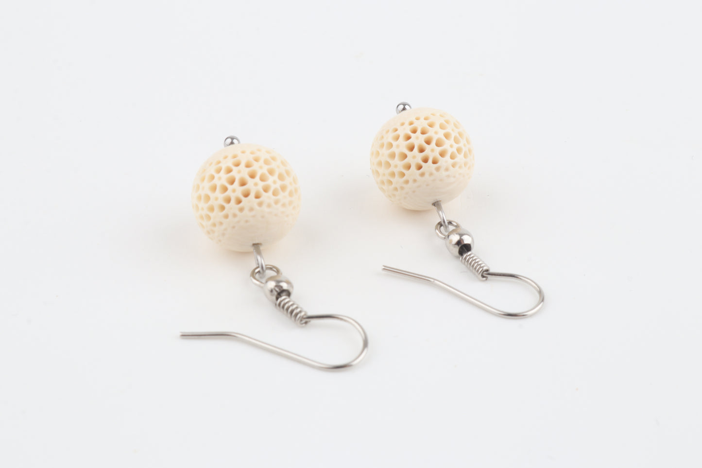 Carved Mammoth Ivory Drop Earrings