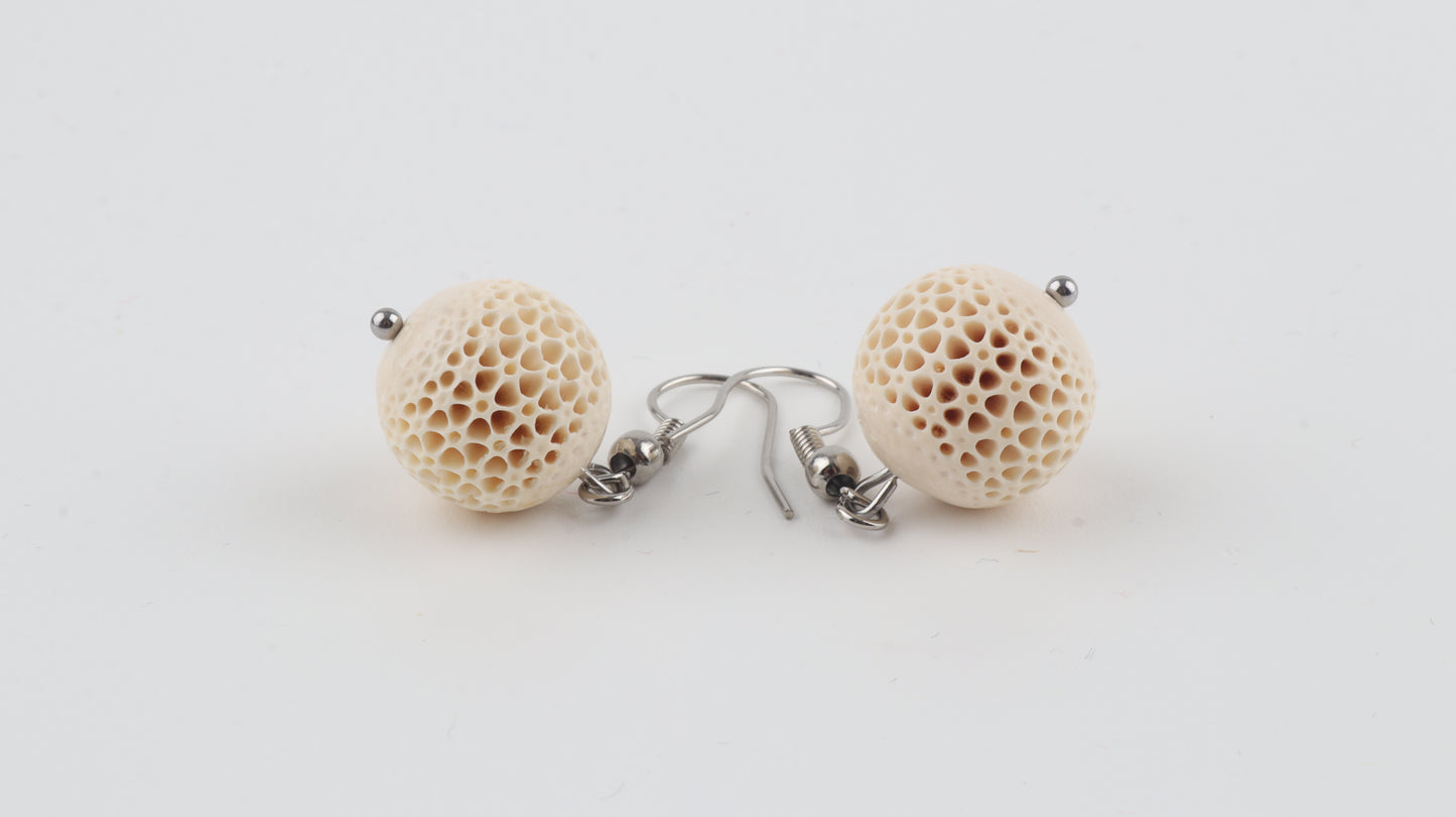 Carved Mammoth Ivory Drop Earrings