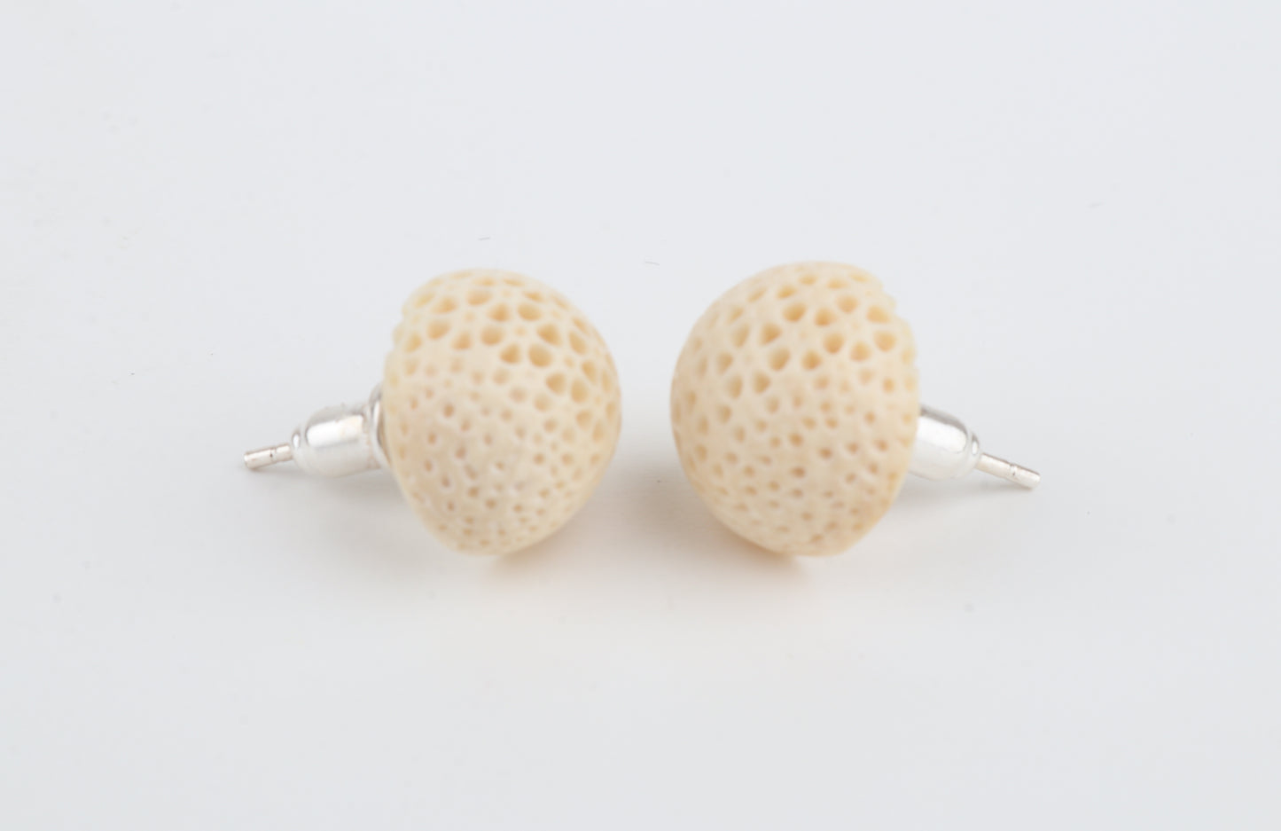 Carved Mammoth Ivory Stud Earrings