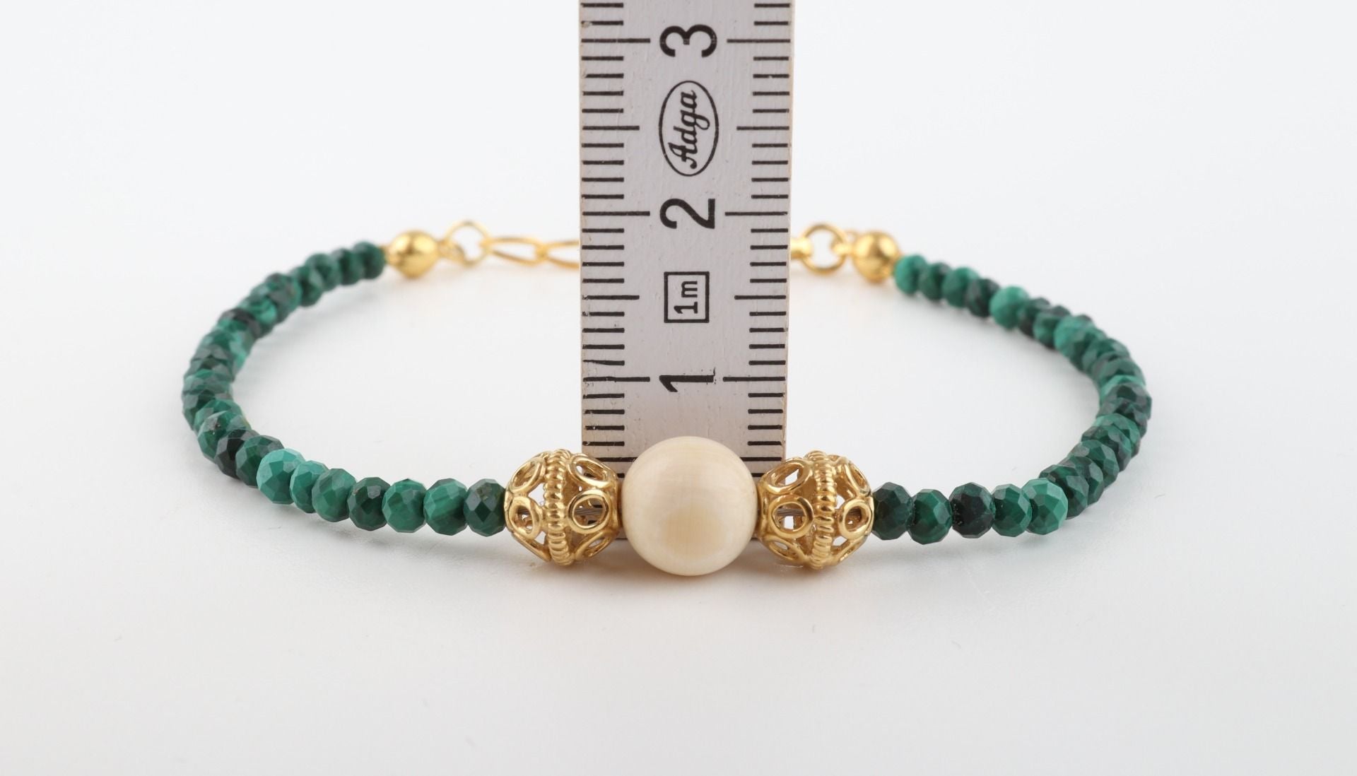 Faceted Malachite & Mammoth Ivory Bracelet