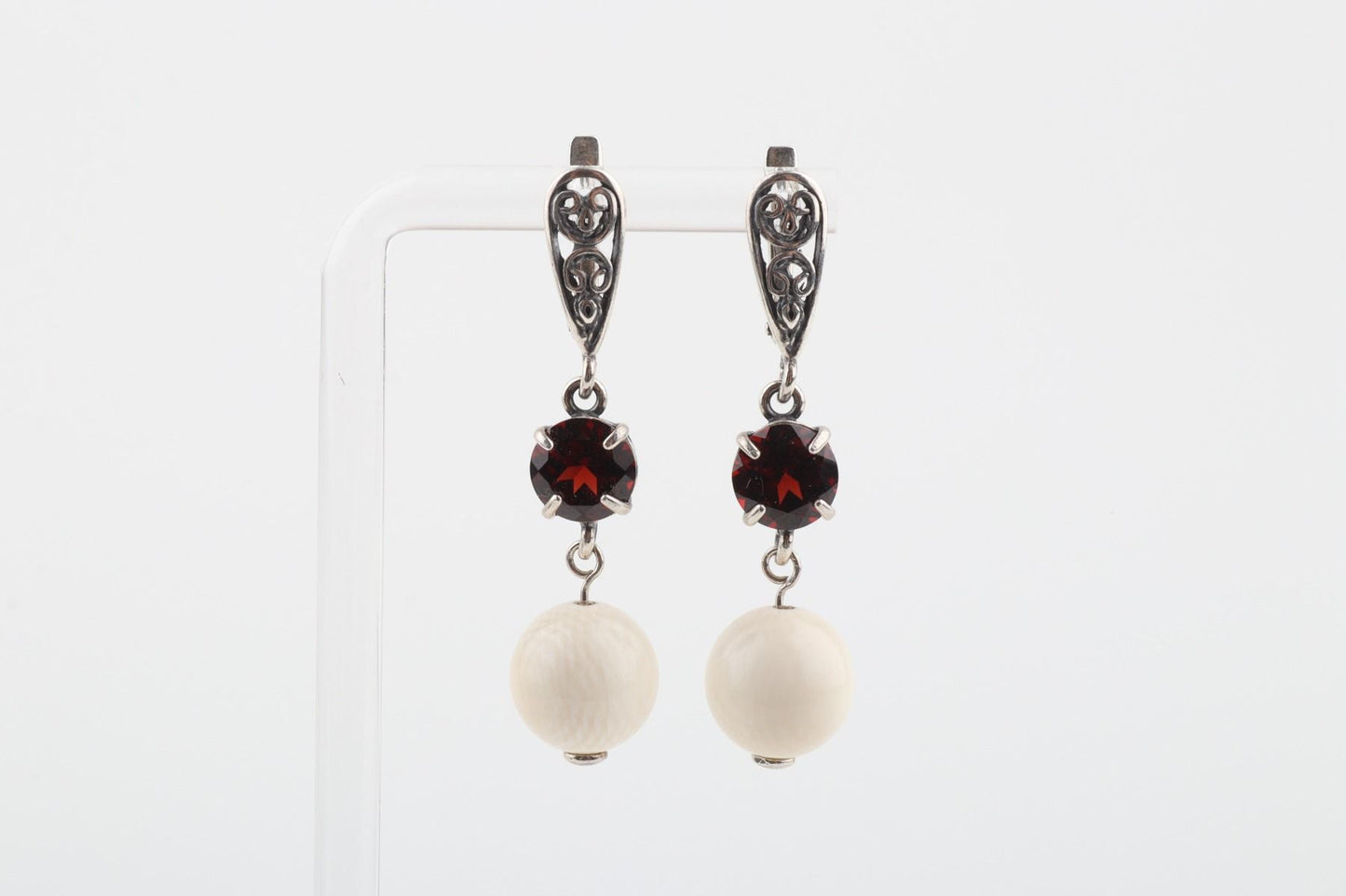 Garnet Filigree Earrings