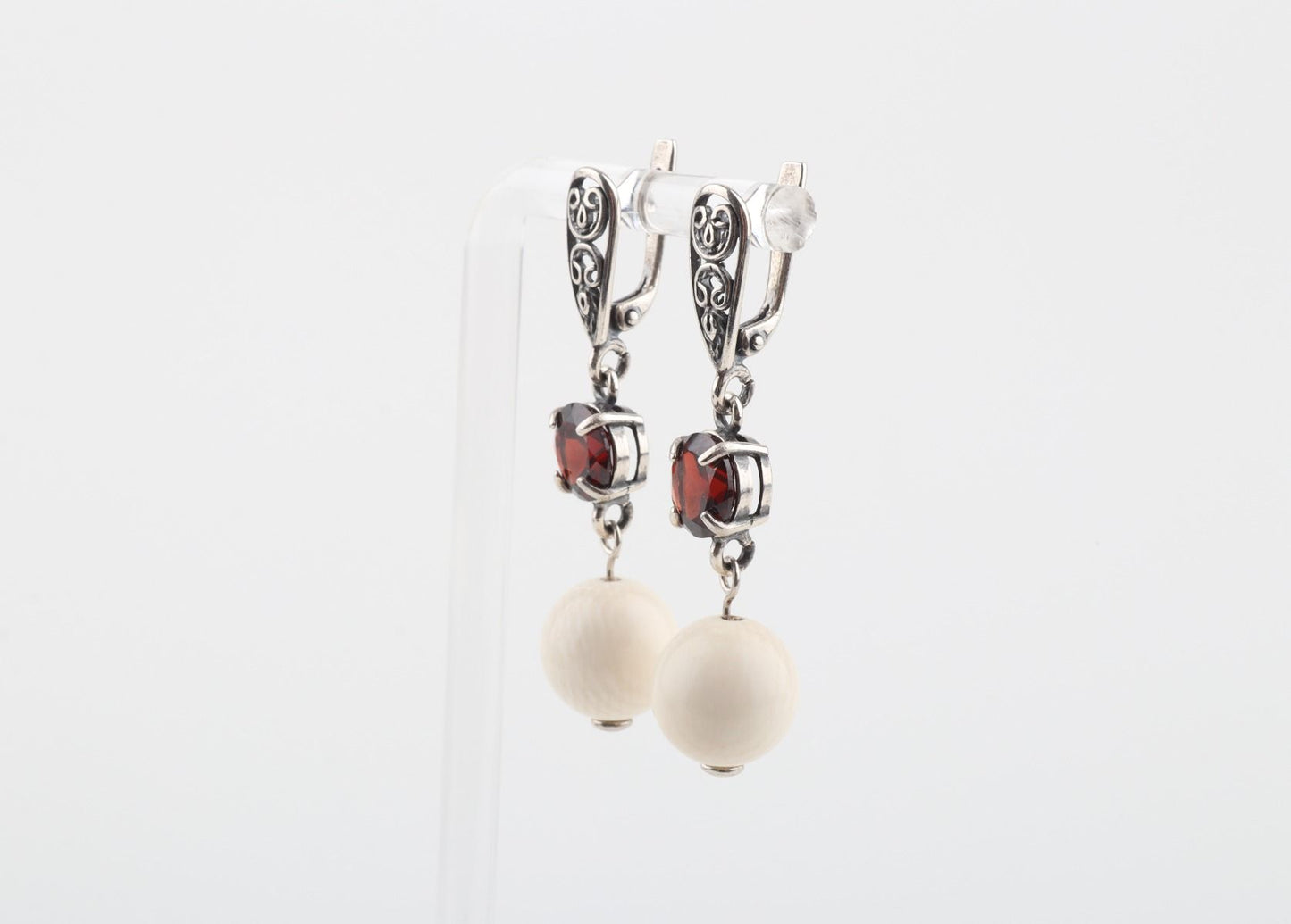 Garnet Filigree Earrings
