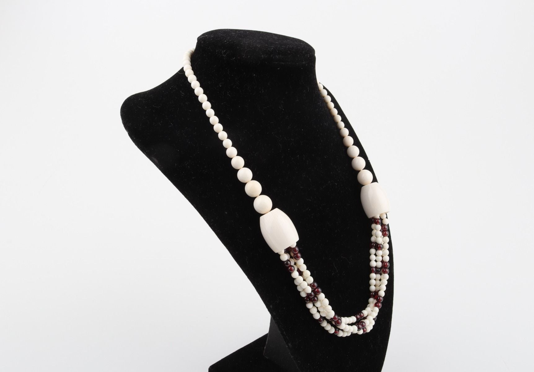 Mammoth Ivory & Garnets Statement Necklace
