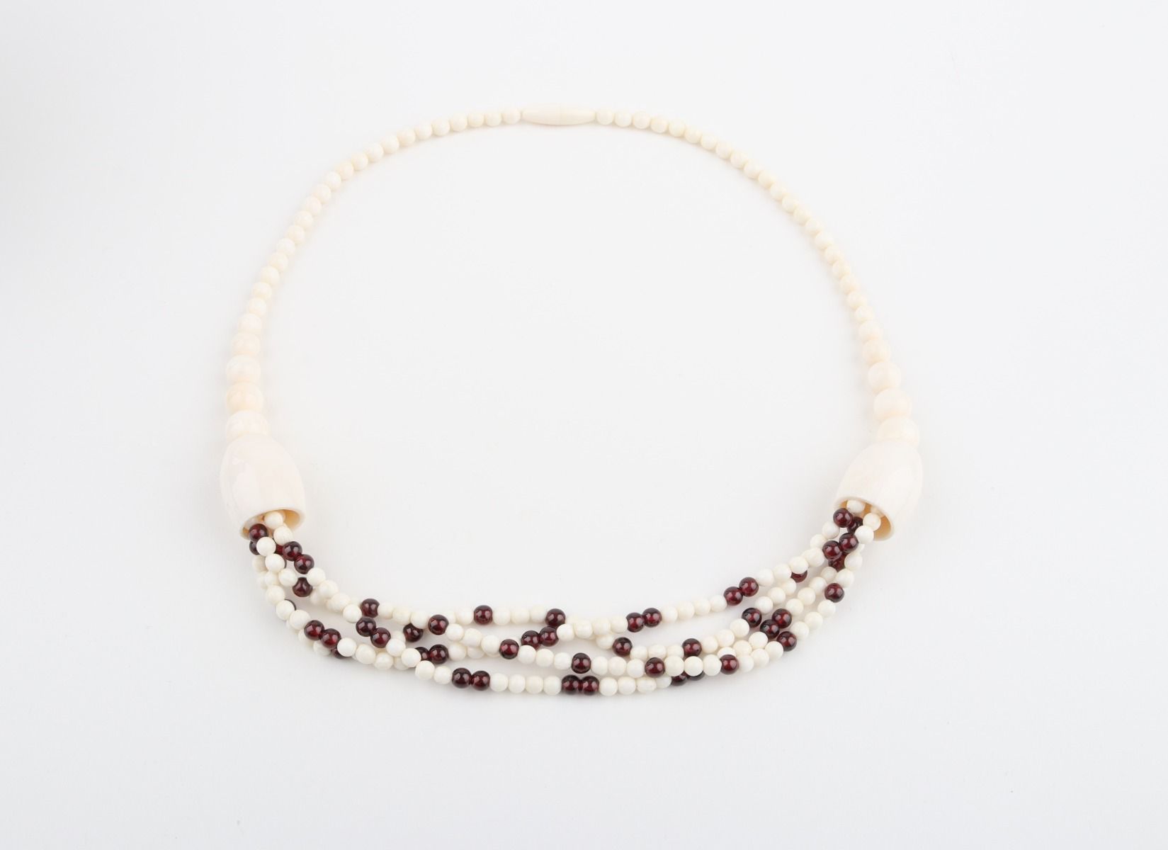 Mammoth Ivory & Garnets Statement Necklace