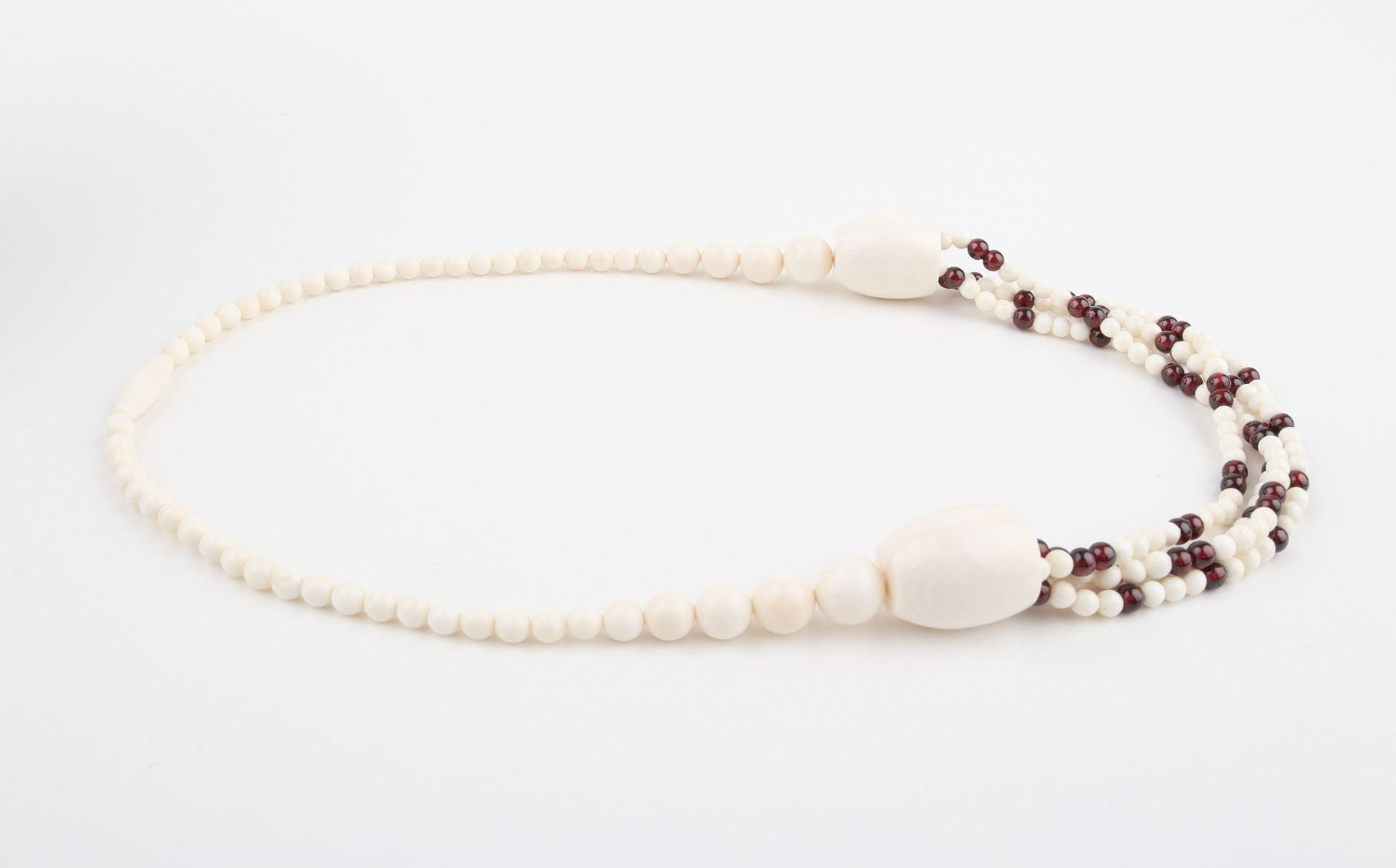 Mammoth Ivory & Garnets Statement Necklace
