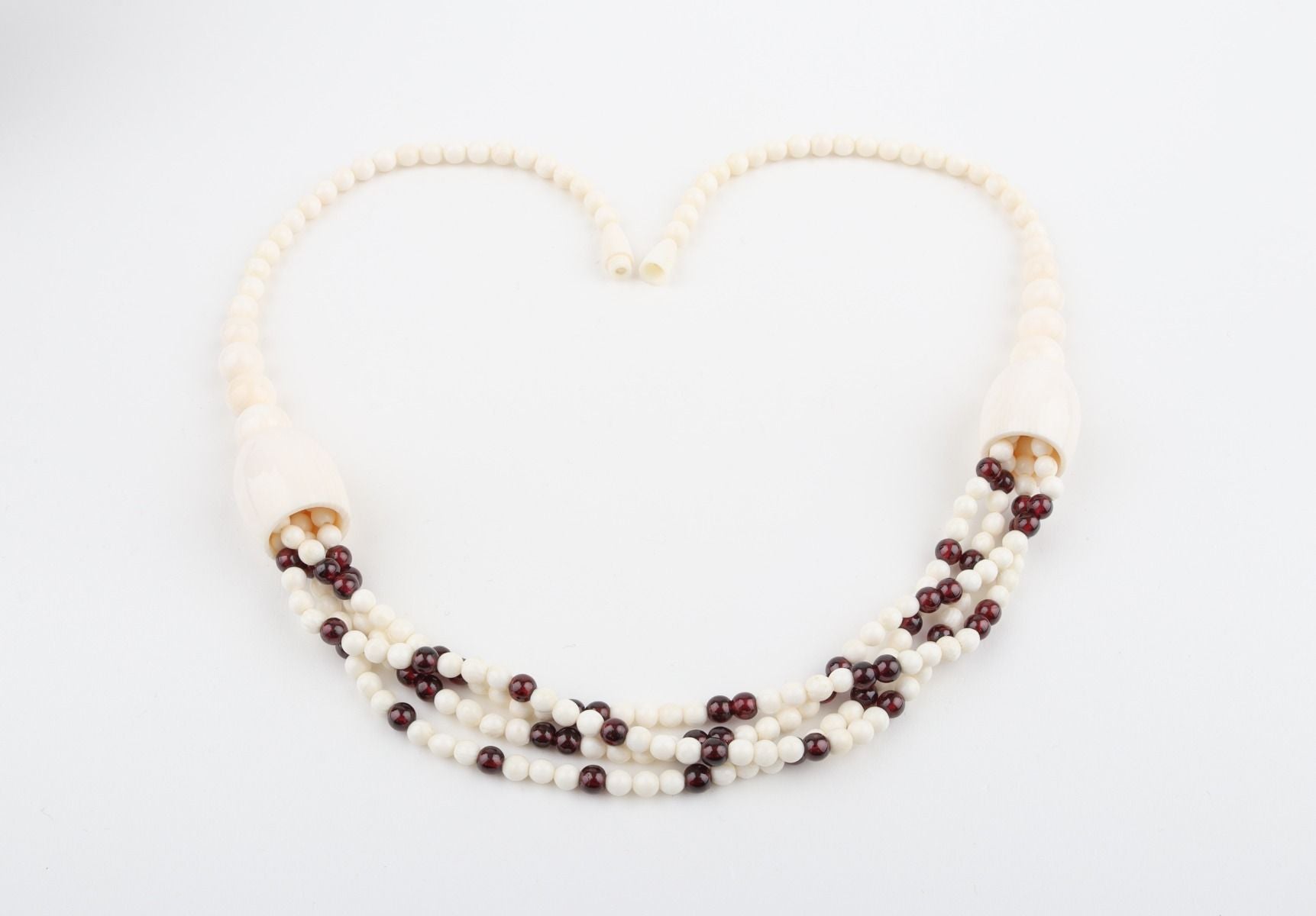 Mammoth Ivory & Garnets Statement Necklace