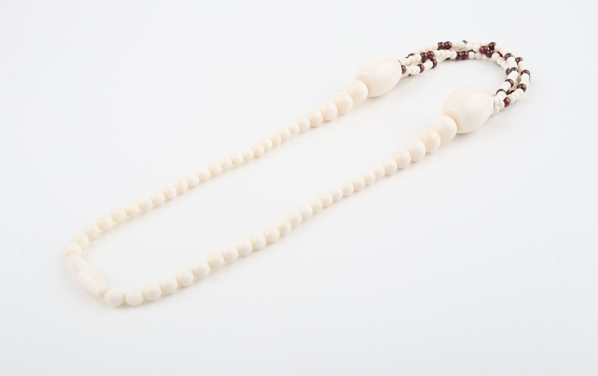 Mammoth Ivory & Garnets Statement Necklace