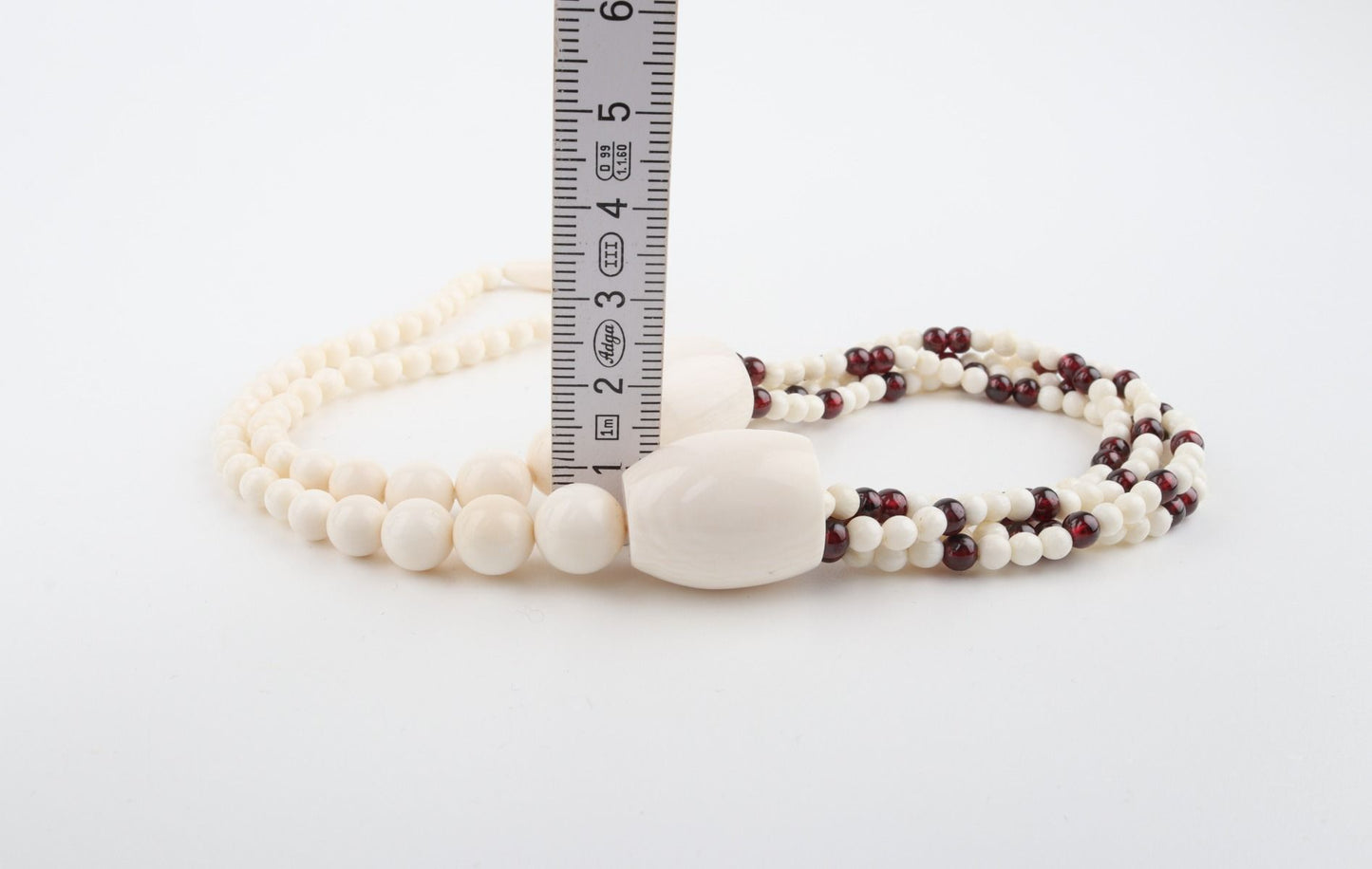 Mammoth Ivory & Garnets Statement Necklace