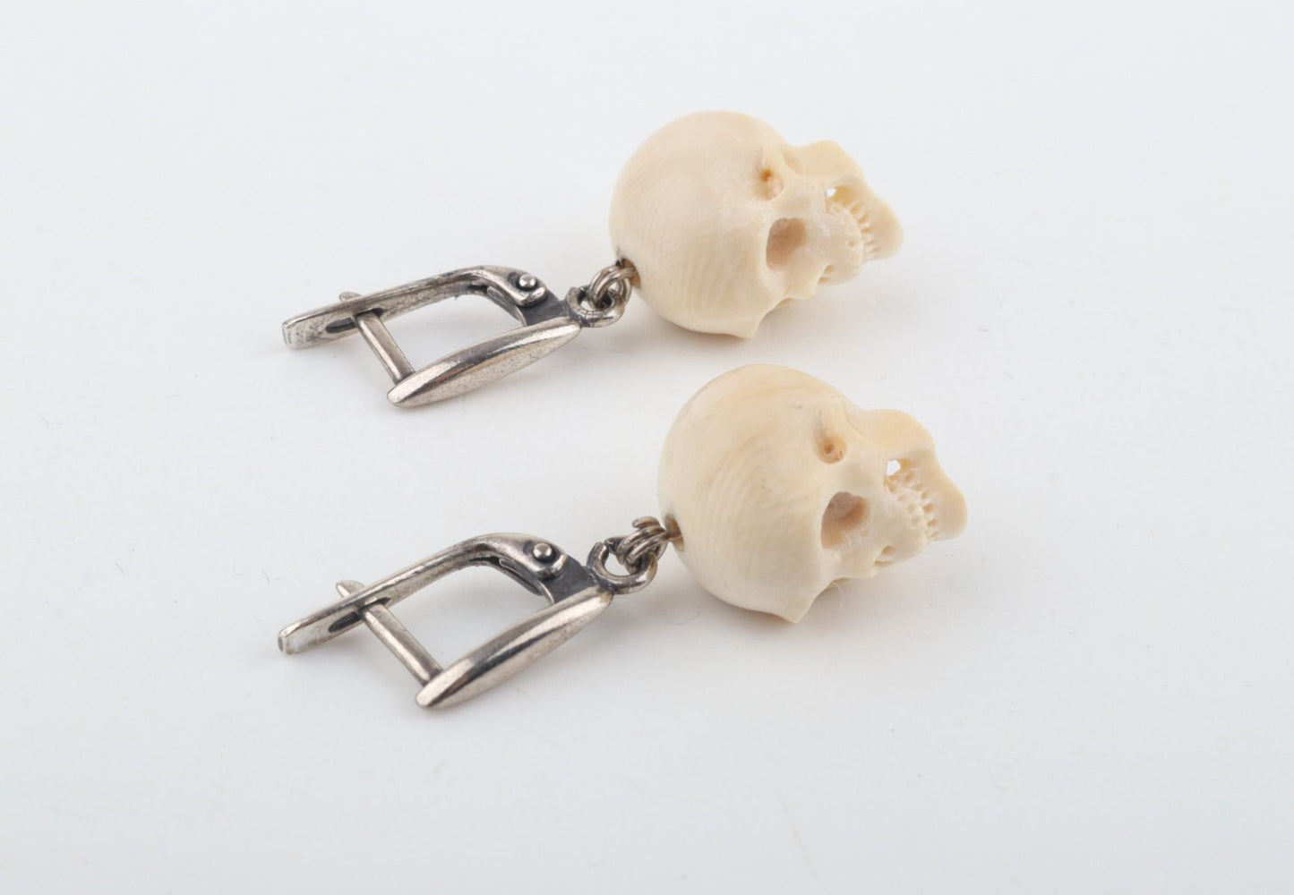 Mini Mammoth Ivory Skulls Earrings