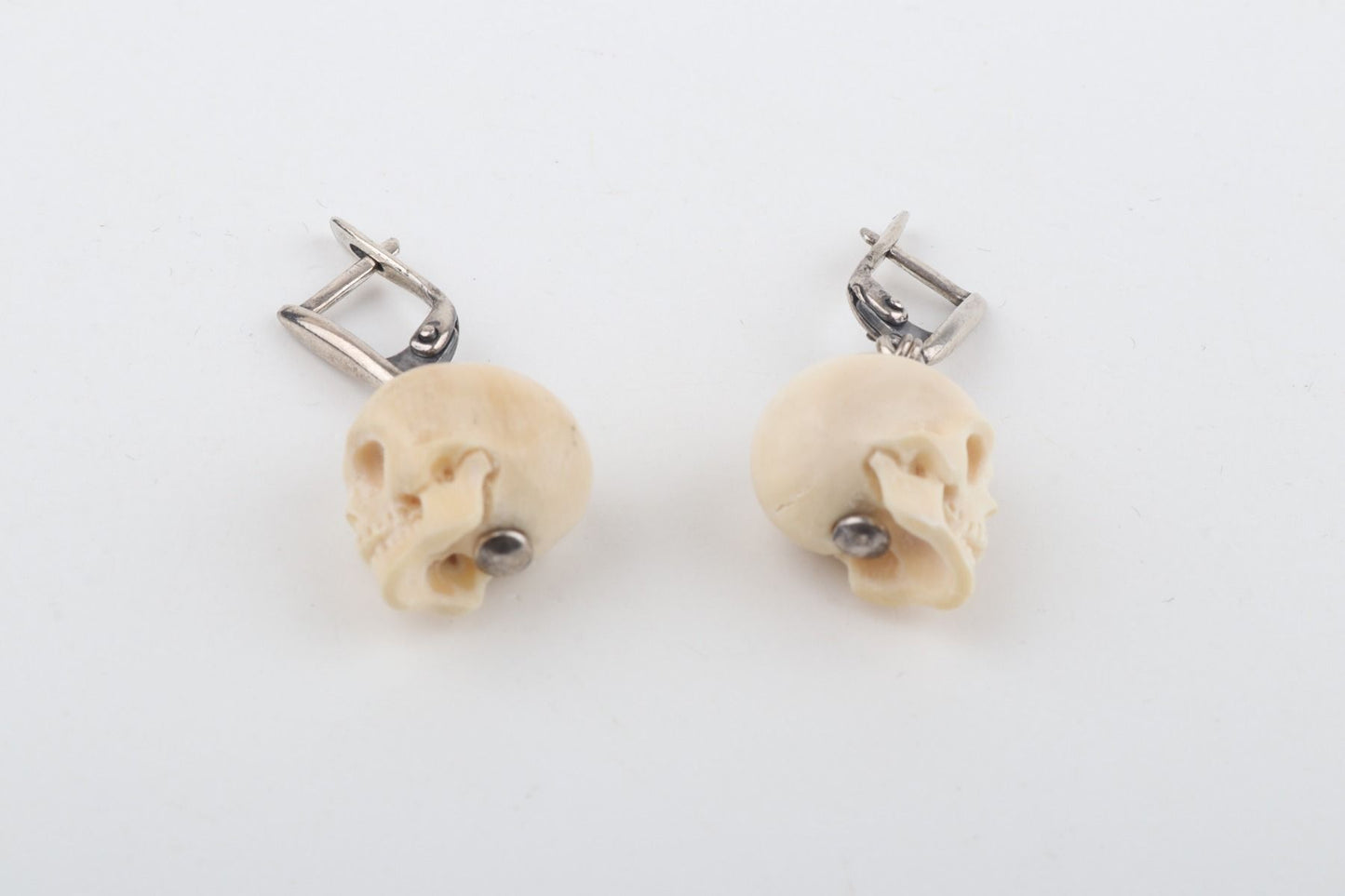 Mini Mammoth Ivory Skulls Earrings
