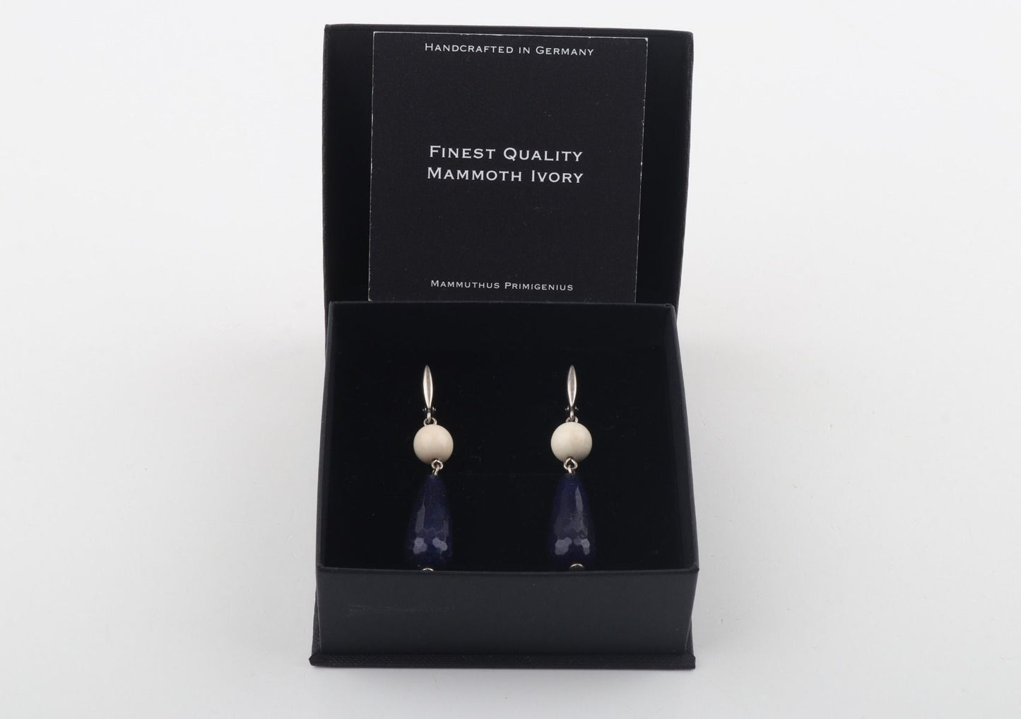 Mammoth Ivory & Blue Agate Drop Earrings