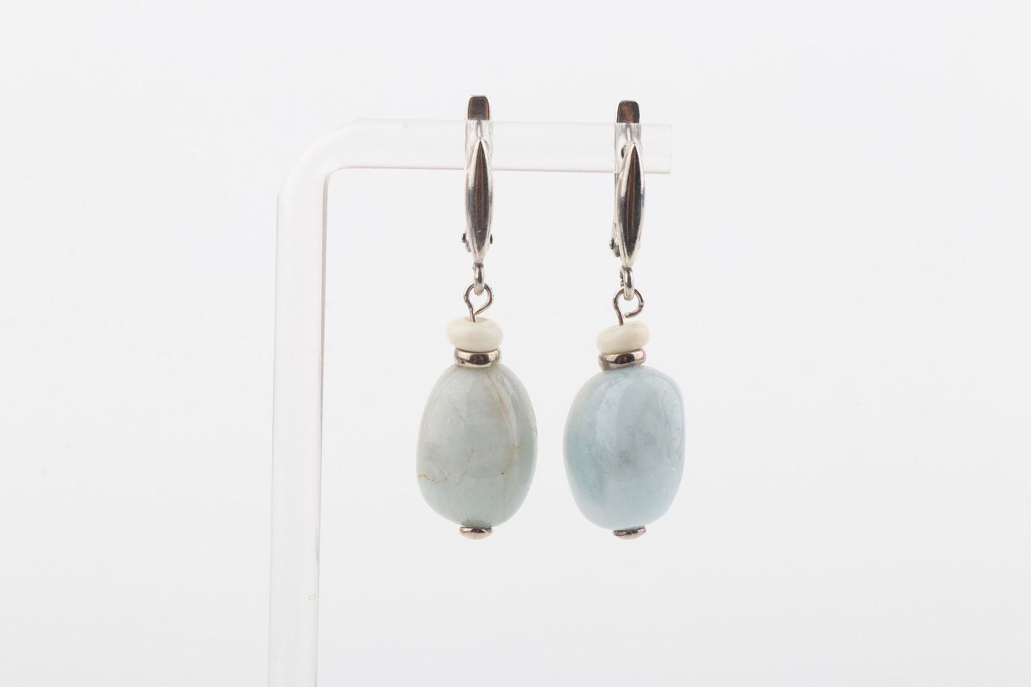 Mammoth Ivory & Aquamarine Drop Earrings