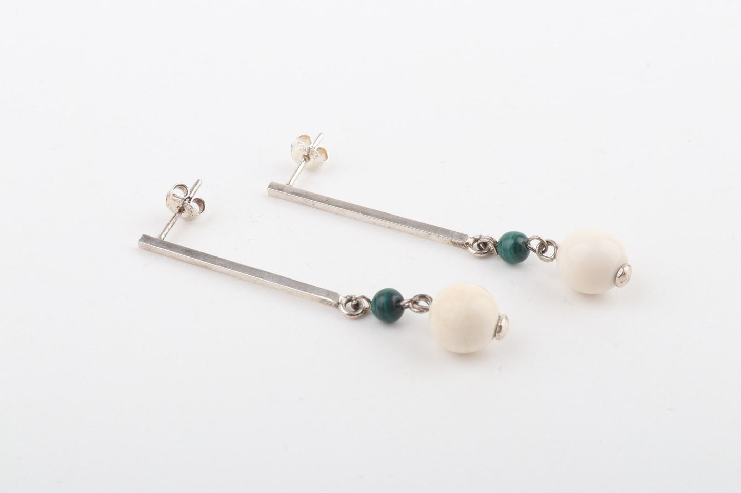 Mammoth Ivory & Malachite Cubic Rod Studs