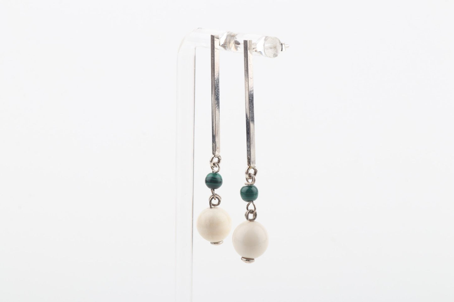Mammoth Ivory & Malachite Cubic Rod Studs