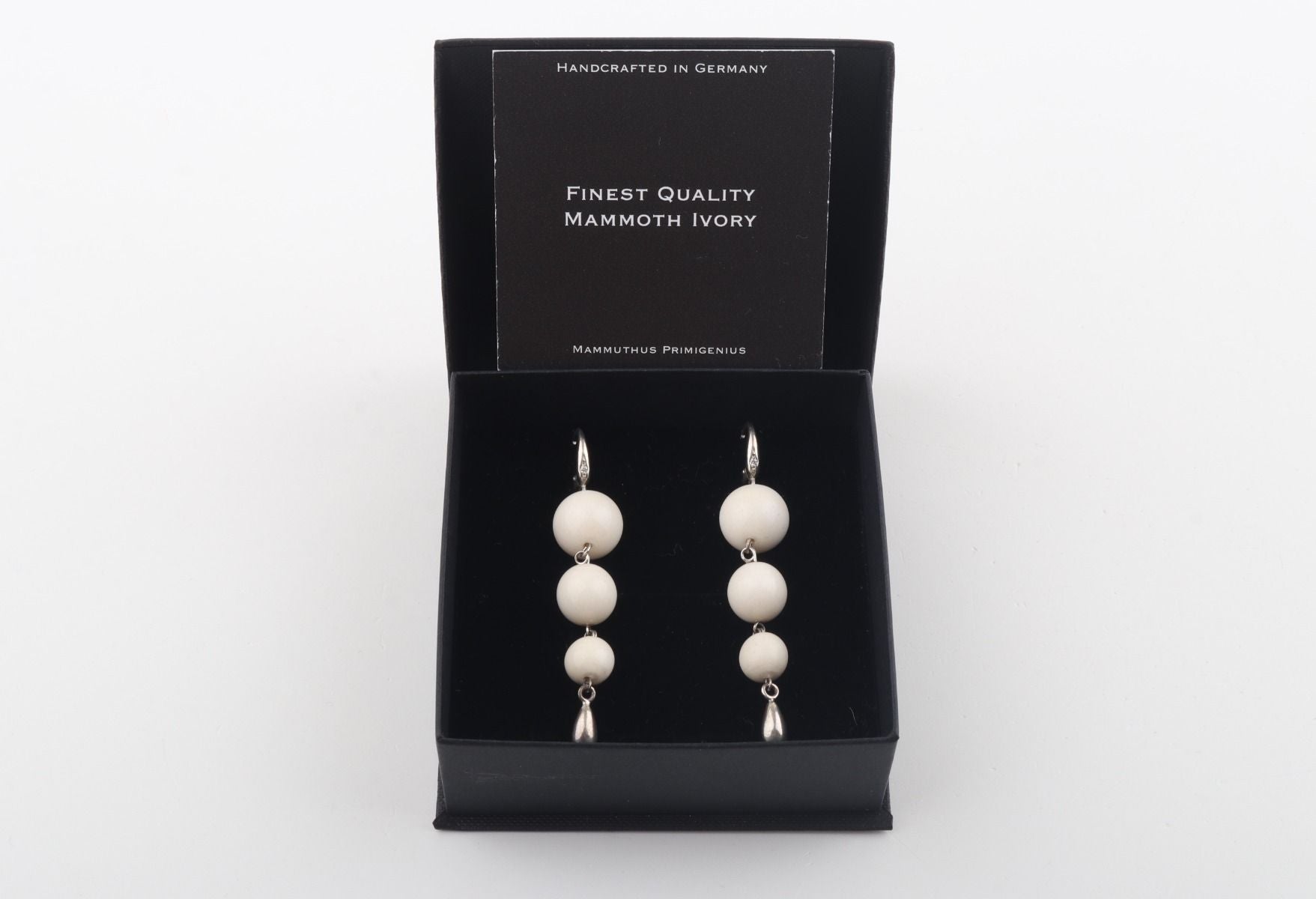 Three Ball Drop Mammoth Ivory Earrings