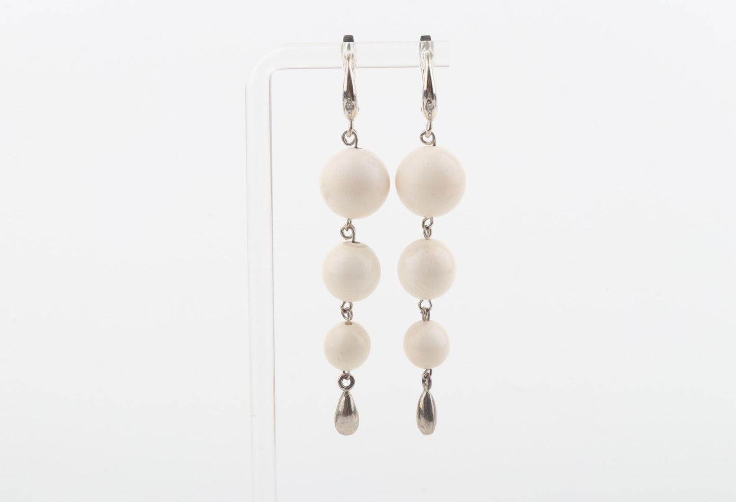 Three Ball Drop Mammoth Ivory Earrings