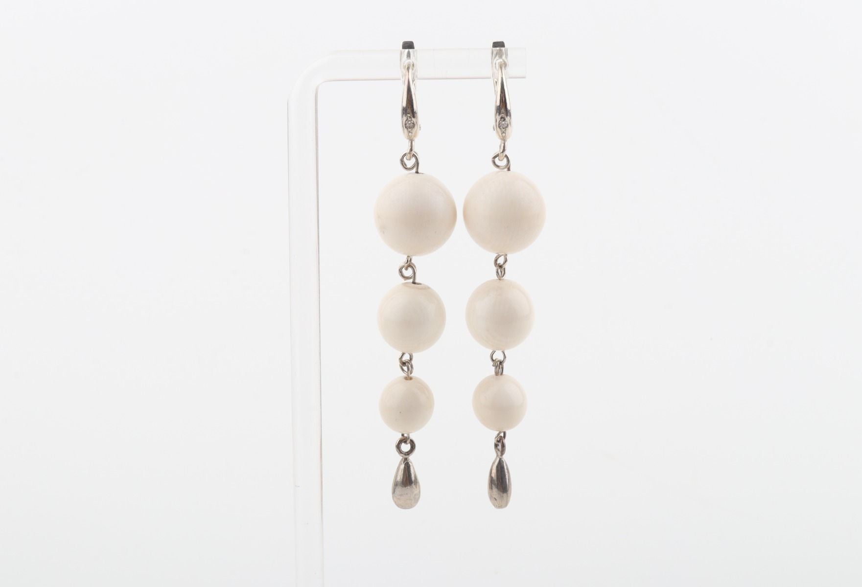 Three Ball Drop Mammoth Ivory Earrings