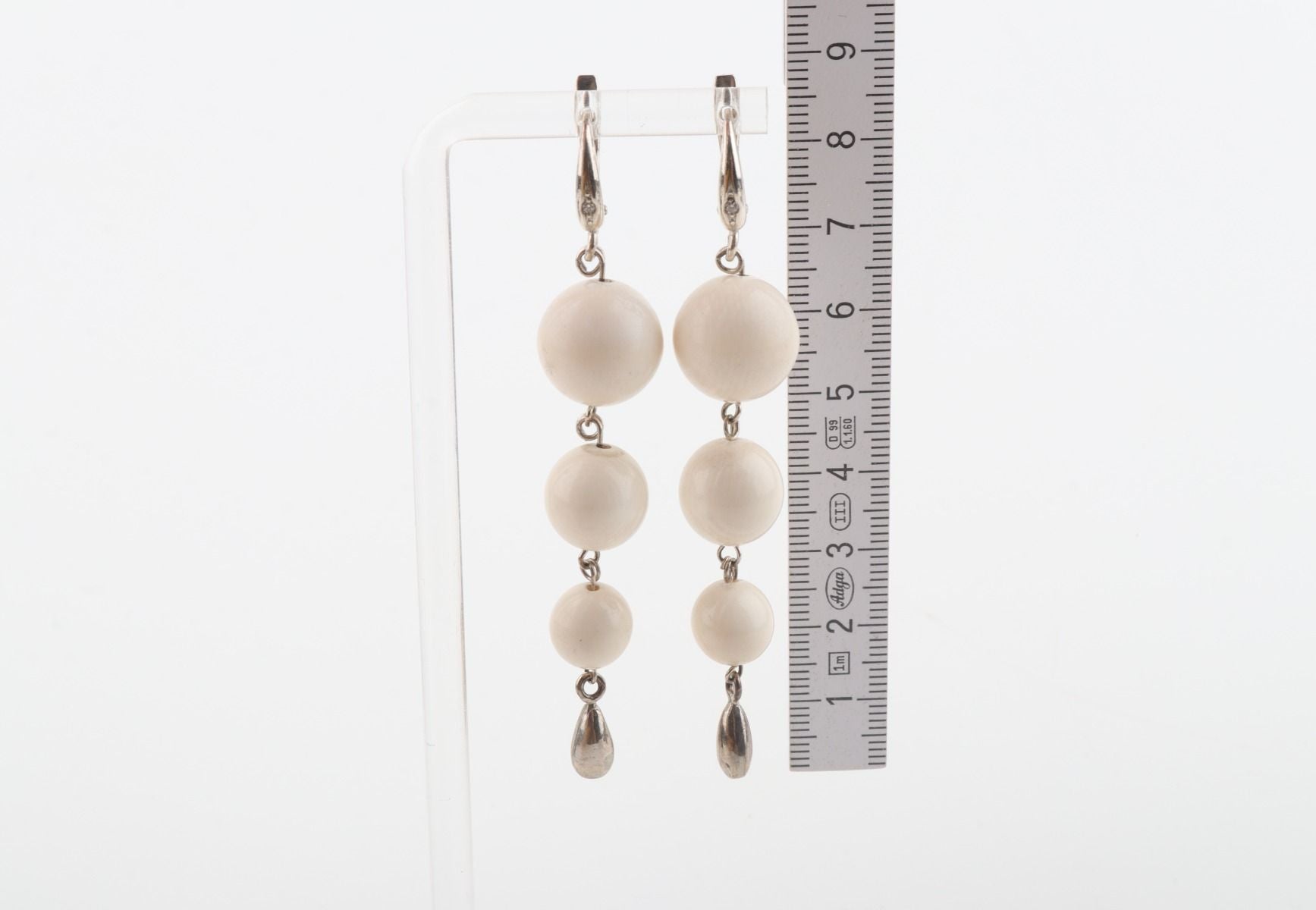 Three Ball Drop Mammoth Ivory Earrings