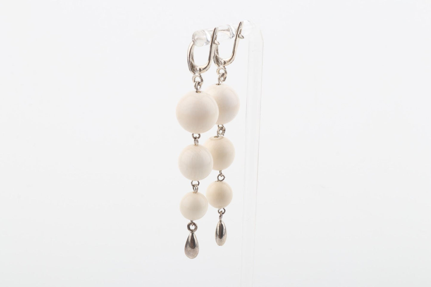 Three Ball Drop Mammoth Ivory Earrings