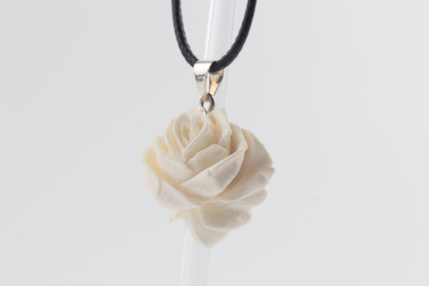 Carved Mammoth Ivory Rose Pendant
