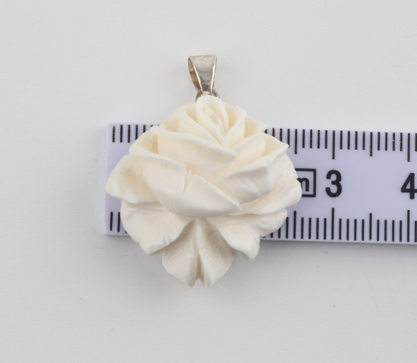 Carved Mammoth Ivory Rose Pendant
