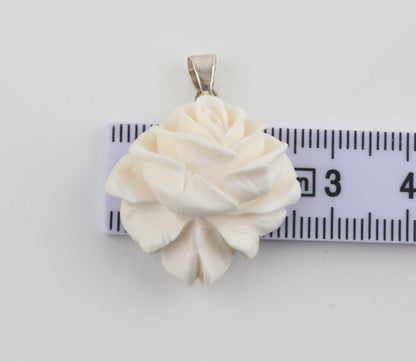 Carved Mammoth Ivory Rose Pendant