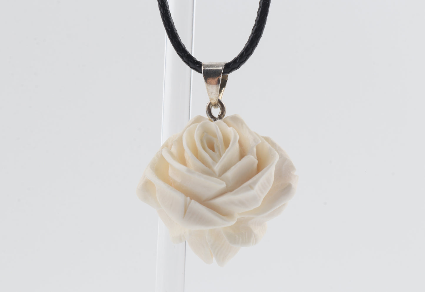 Carved Mammoth Ivory Rose Pendant