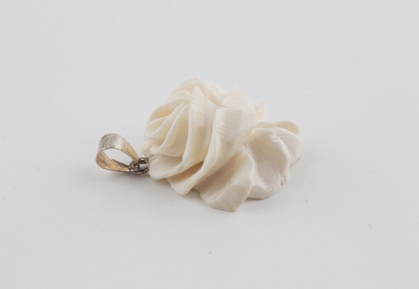 Carved Mammoth Ivory Rose Pendant