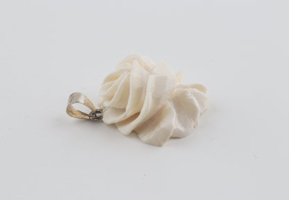 Carved Mammoth Ivory Rose Pendant