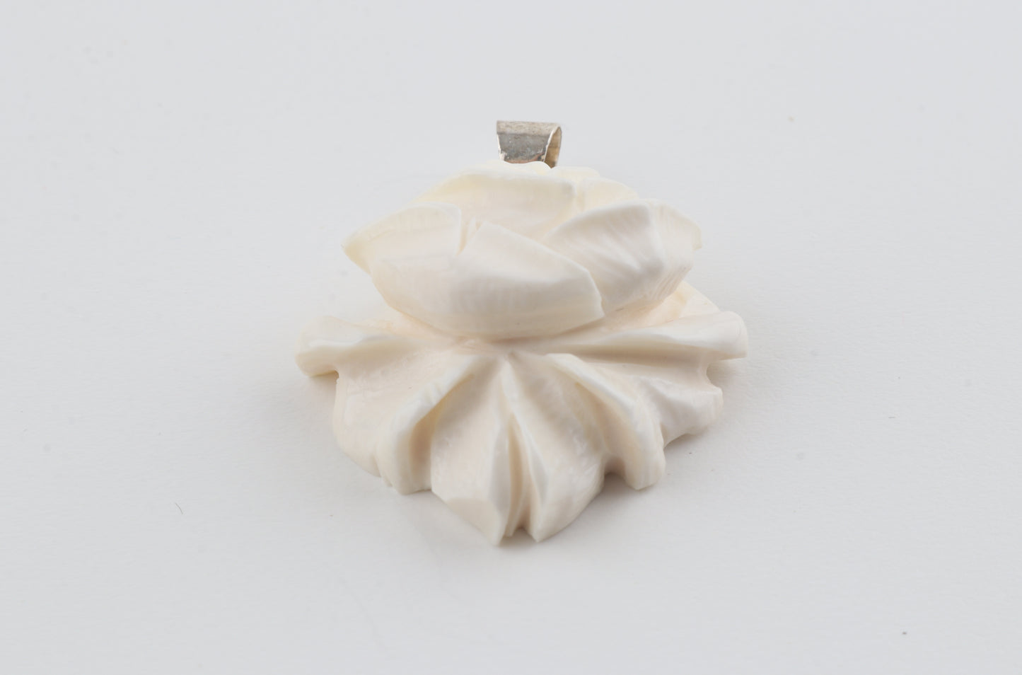 Carved Mammoth Ivory Rose Pendant