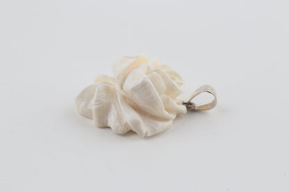 Carved Mammoth Ivory Rose Pendant
