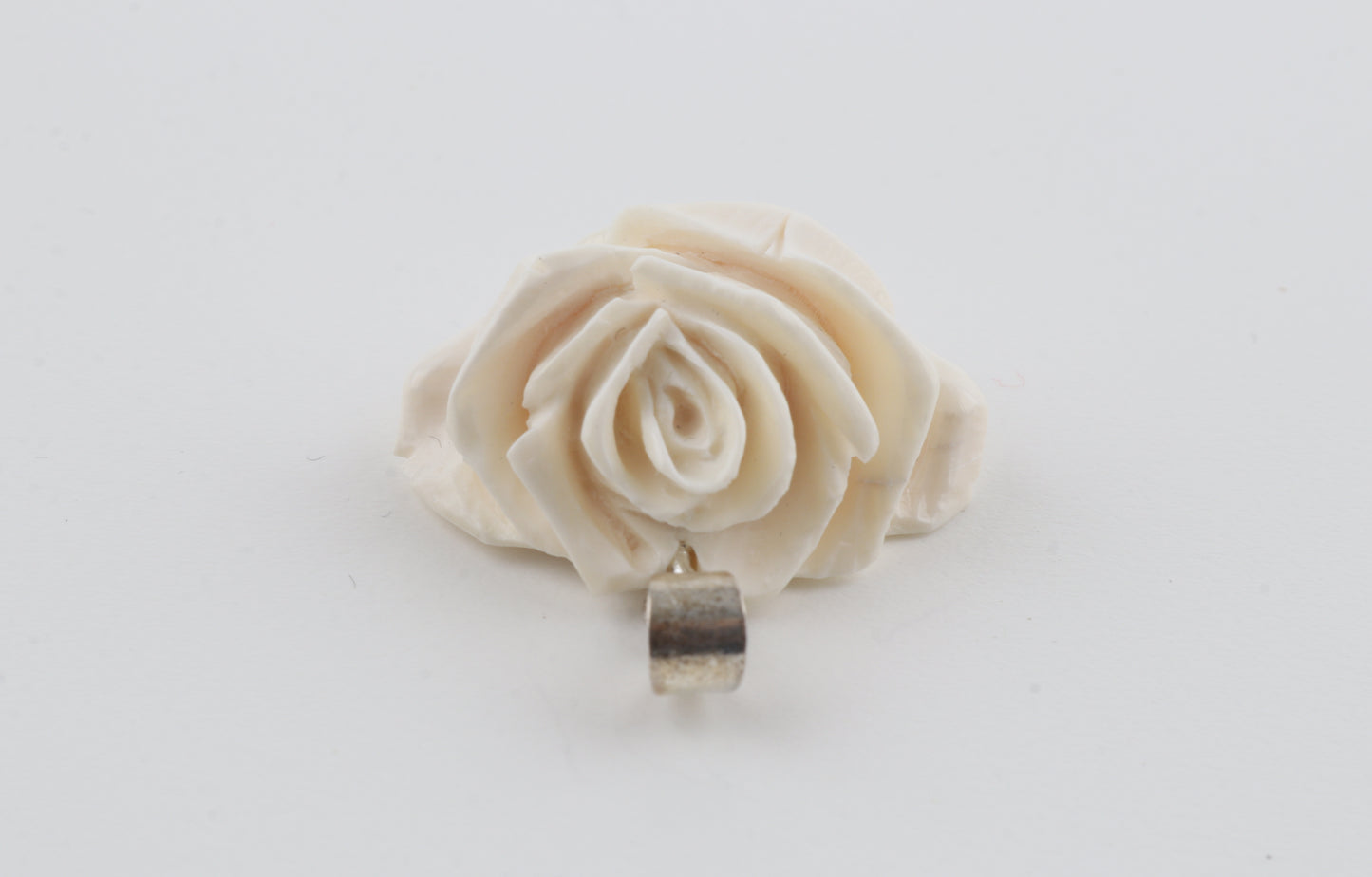 Carved Mammoth Ivory Rose Pendant