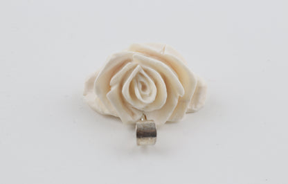 Carved Mammoth Ivory Rose Pendant