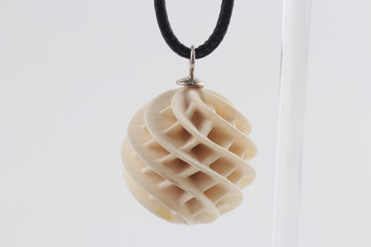 Carved Mammoth Ivory Spiral Sphere Pendant