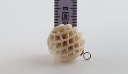 Carved Mammoth Ivory Spiral Sphere Pendant
