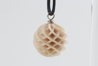 Carved Mammoth Ivory Spiral Sphere Pendant