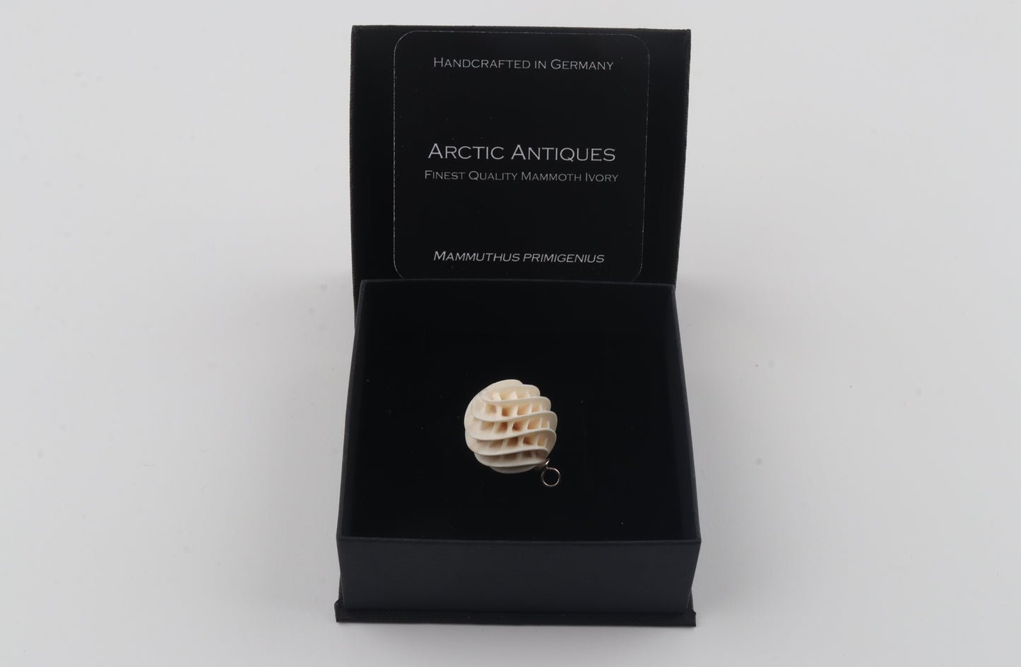 Carved Mammoth Ivory Spiral Sphere Pendant