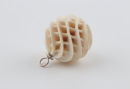 Carved Mammoth Ivory Spiral Sphere Pendant